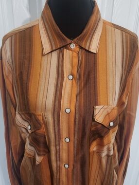 Cruel Denim Size Large Orange Long Sleeve Snap Blouse